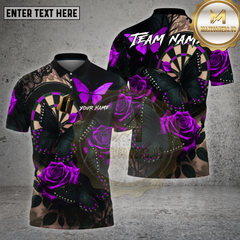 Maxcorners Dartboard Butterfly Rose Gothic Art Design Multi Options Personalized Name Team Name 3D Shirt