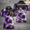 Maxcorners Bowling Bowling Ball & Metallic Motion Stripe Graphic Multicolor Customized Name, Team Name 3D Shirts
