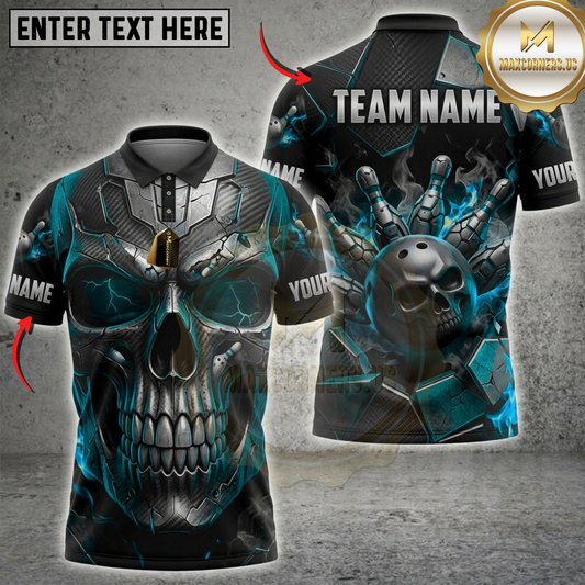 Maxcorners Bowling Black and Red Skull Industrial Dartboard Multicolor Customized Name, Team Name 3D Shirts ( 4 Colors )