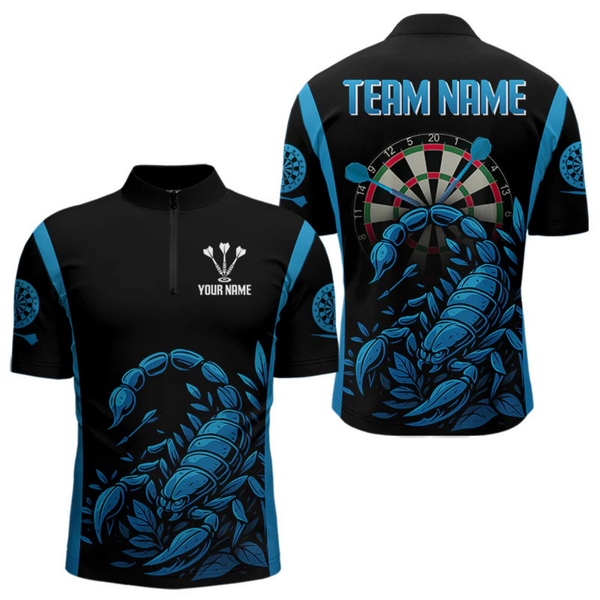 Maxcorners Men's Custom Darts Jersey With Cobalt Scorpion Darts Strike For Darts Team Shirts LM1605