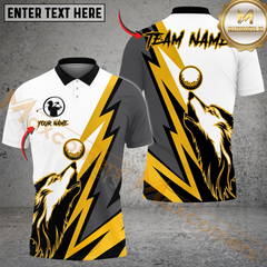 Maxcorners Lightning Wolf Golf Polo Shirt, Customized Name & Team Name 3D Shirts (4 Colors)