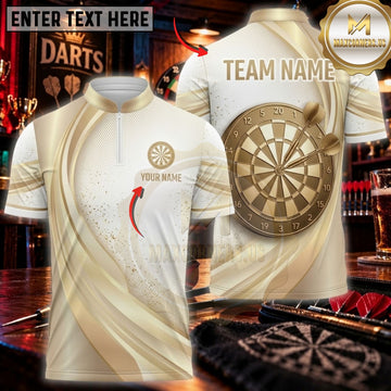 Maxcorners Darts & Minimalist Dartboard Curved Line Graphic Customized Name, Team Name 3D Shirts