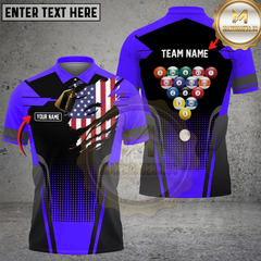 Maxcorners Billiards American Flag Edition Multicolor Customized Name, Team Name 3D Shirts