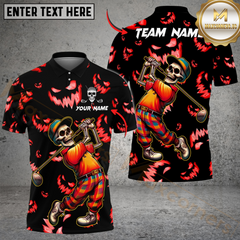 Maxcorners Golf Halloween Skeleton Multicolor Customized Name, Team Name 3D Shirts