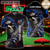Maxcorners Billiards Gear Badass Skeleton Cue Player Multicolor Customized Name 3D Shirt