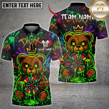 Maxcorners Darts Teddy Love Bear Dartboard Multicolor Customized Name, Team Name 3D Shirts