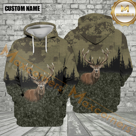 Maxcorners Deer Buck Forest Camo All Over Print Shirt Best Gift For Hunter