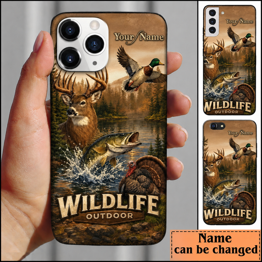 Maxcorners Hunting Wildlife Animals Classic Nature Landscape Customized Name Phone Case