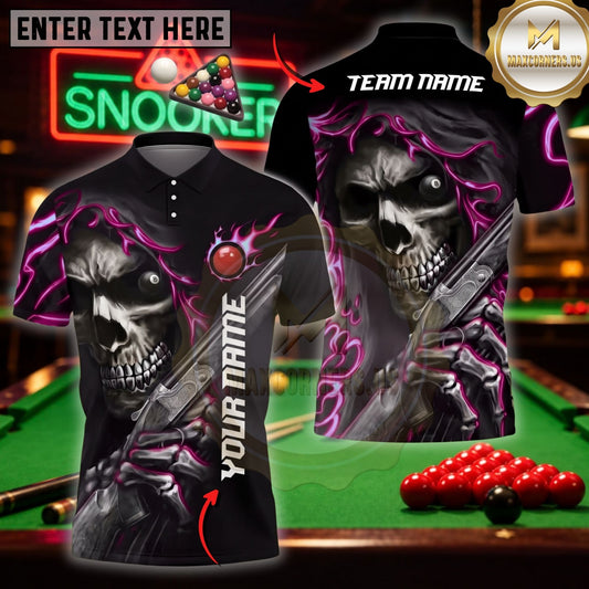 Maxcorners Billiards Gear Badass Skeleton Cue Player Multicolor Customized Name 3D Shirt