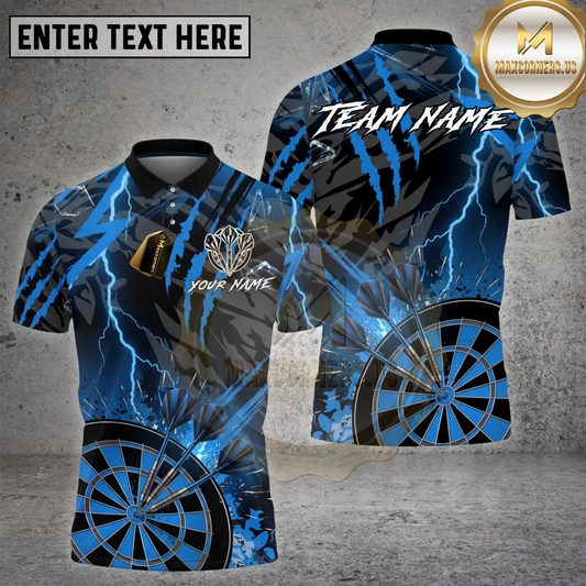 Maxcorners Dart Blue Lightning Precision Dartboard Multicolor Options Personalized Name, Team Name 3D Shirt (4 Colors)