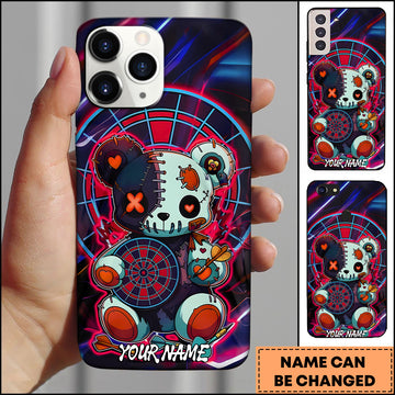 Maxcorners Darts Voodoo Teddy Bear Dartboard Multicolor Personalized Name 3D Phone Case