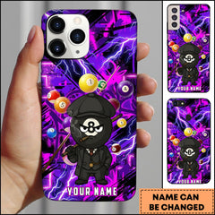 Maxcorners Billiards Purple Lightning 8 Ball Character Personalized Name Phone Case