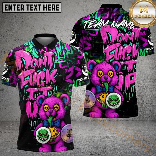 Maxcorners Disc Golf Bear Scary Teddy Graffiti Style Personalized Name, Team Name 3D Shirt (4 Colors)