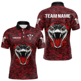 Maxcorners Men’s Darts Team Shirt Featuring Fierce Scarlet Cobra Head Snakeskin Pattern LM1605