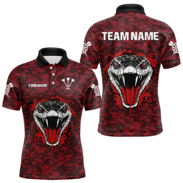 Maxcorners Men’s Darts Team Shirt Featuring Fierce Scarlet Cobra Head Snakeskin Pattern LM1605
