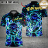 Maxcorners Bowling Neon Cyber Cartoon Character Mascot Cap Sunglasses Flying Pins Graphic Multicolor Customized Name, Team Name 3D Shirts