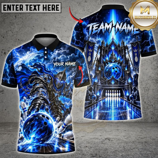 Maxcorners Bowling Futuristic Cyber Gate Neon Energy Portal Pins Strike Artwork Multicolor Customized Name, Team Name 3D Shirts
