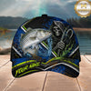 Maxcorners Fishing Grim Reaper Blue Green Splash Personalized 3D Cap