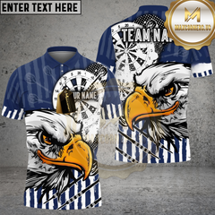 Maxcorners Darts Eagle Offwhite Personalized Name, Team Name Shirt Navy TU0207