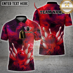 Maxcorners Cosmic Strike Bowling Multicolor Customized Name, Team Name 3D Shirts