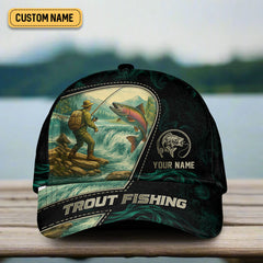 Maxcorners Rainbow Trout Fishing Hat, Fishing Trucker Hat, Fishing Cap For Men, Fishing Gifts For Dad