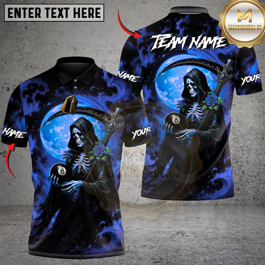 Maxcorners Underworld Skeleton Gothic Rose 8-Ball Billiards Multicolor Customized Name, Team Name 3D Shirts