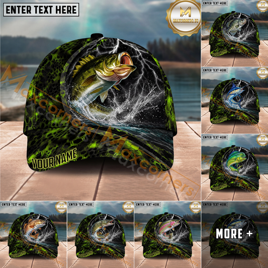 Maxcorners Fishing Thunder Strike Personalized Name Classic 3D Cap (9 Breeds)