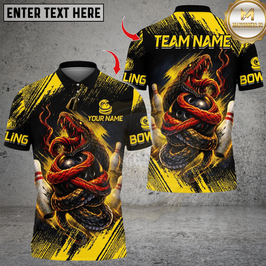 Maxcorners Snake Bowling Multicolor Customized Name, Team Name 3D Shirts