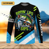 Maxcorners Rippin' Lips Taking Sips SPF Long Sleeve Shirts, Beer Fishing Shirt, Funny Fishing Shirt, Fishing Shirts For Men