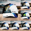 Maxcorners Fishing Blue Camo Sport Pattern Personalized Name 3D Cap (11 Breeds)