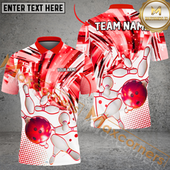 Maxcorners Color Tornado Bowling Jersey Multicolor Option Customized Name, Team Name 3D Polo Shirt