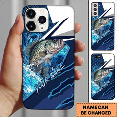 Maxcorners Crappie Dynamic Lightning Slash Blue White Sport Design Personalized Name Phone Case