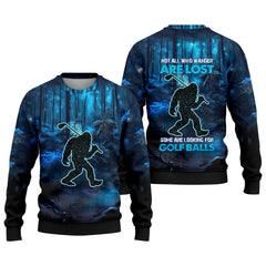 Maxcorners Not All Who Wander Are Lost Bigfoot Men's Golf Polo Shirt, Funny Golf Shirt, Dad Golf Gift