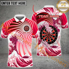 Maxcorners Darts Great Wave Multicolor Option Customized Name, Team Name 3D Polo Shirt