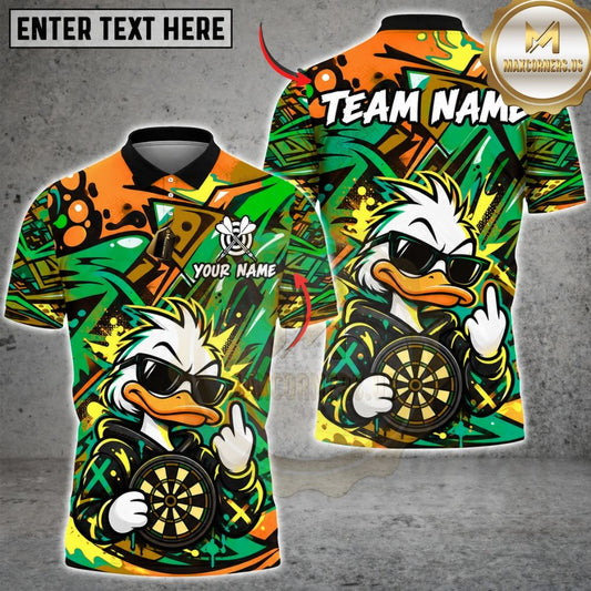 Maxcorners Darts Cool Duck Sunglasses Middle Finger Target Board Graffiti Artwork Multicolor Customized Name, Team Name 3D Shirts