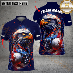 Maxcorners Golf American Flag Eagle Paint Pattern Multicolor Customized Name, Team Name 3D Shirts