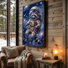 Maxcorners Astronaut Raccoon Floating in Outer Space Galaxy Art Canvas Wall Art