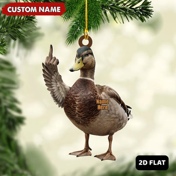 Maxcorners Goose Hunting Middle Finger Gesture Goose Hunter Christmas Gift Customized Name 3D Keychain And Ornament