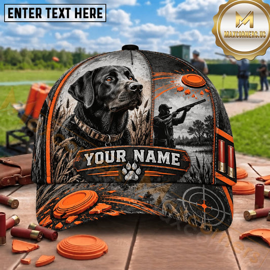 Maxcorners Black Labrador Shooter Silhouette Clay Target Trap Shooting Personalized Name 3D Cap