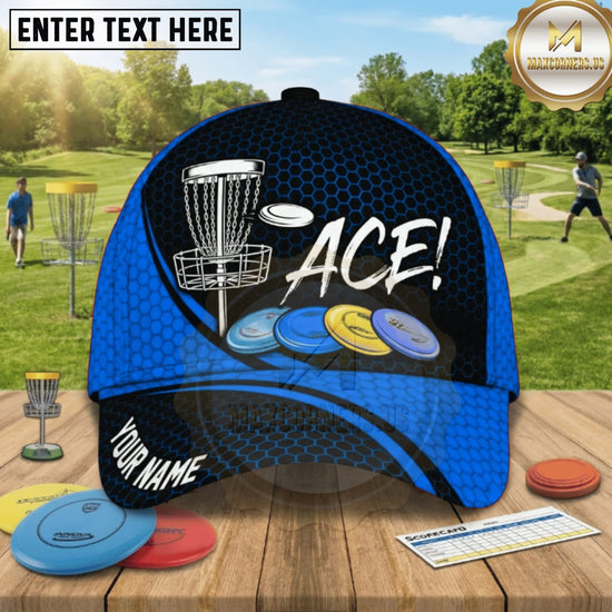 (8 Colors) Maxcorners Disc Golf ACE Chain Basket & Flying Discs Personalized Name 3D Cap LM3009