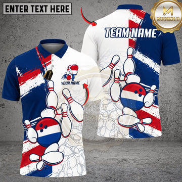 Maxcorners Bowling France Flag Funny Bowling Pins Personalized Name 3D Unisex Shirt