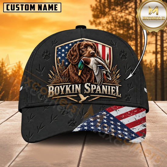 Maxcorners Dog Hunting And Duck Hunting Dog American Flag Personalized Name 3D Cap