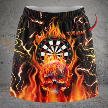 Maxcorners Darts Flaming Skull Fire Dartboard Personalized 3D Skirts With Shorts
