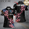 Maxcorners Customized Grunge Us Flag Smoke Darts Polo Shirts, Patriotic Darts Jerseys For Women