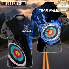 Maxcorners Grunge Flaming Target Archery Personalized Name 3D Shirt
