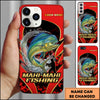 Maxcorner Fishing Jumping Water Fisherman Silhouette Personalized Name 3D Phone Case (10 Fish Species)