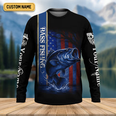 Maxcorners Kiss My Bass Patriotic Fishing Shirt, SPF Shirt, Funny Fishing Shirt, Fishing Shirts For Men, Bass Fishing