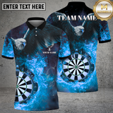 Maxcorners Darts Eagle Fire Flame Multicolor Option Customized Name, Team Name 3D Polo Shirt