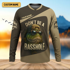 Maxcorners Don't Be A Basshole Men's Fishing Shirt, Mahi Fishing Shirt, UPF Fishing Shirt