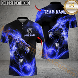 Maxcorners Flaming Lion Golf Polo Shirt, Customized Name & Team Name 3D Shirts (4 Colors)